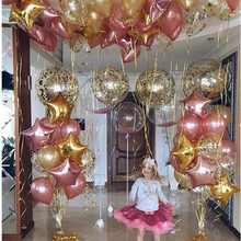 Globos de látex con confeti para decoración de fiestas, globos de helio dorados de 18 pulgadas, para cumpleaños, bodas y Navidad, 15 unids/lote 2024 - compra barato