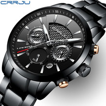 Crrju relógio de quartzo masculino relógios de moda funcional marca luxo negócio aço completo à prova dwaterproof água relógio relogio masculino 2024 - compre barato