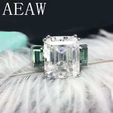 AEAW-anillo de oro blanco de 14K y moissanita verde para mujer, sortija, oro blanco, 8CTW, Esmeralda, Baguette, joyería fina de lujo 2024 - compra barato