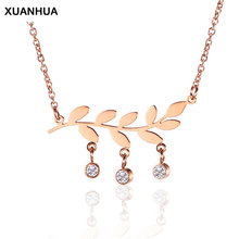 XUANHUA stainless steel rose gold necklace fashion jewelry woman vogue 2019 accessories crystal necklace wholesale lots bulk 2024 - buy cheap