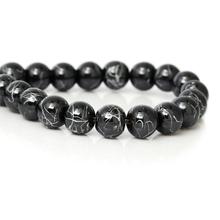 DoreenBeads Created Hematite Beads Round Black Sliver Texture About 8mm Dia,Hole:About 1.5mm,39.5cm,1 Strand(About 55 PCs) 2024 - buy cheap