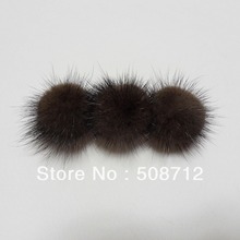 Free shipping!!!!  black Big Fluffy real mink fur pompom hair barrette clip cute pin accessory 2024 - buy cheap