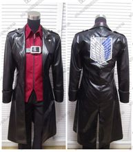 Disfraz de Anime Attack on Titan Shingeki no Kyojin Levi Eren Freedom Wings, chaqueta de cuero, abrigo, gabardina para Cosplay 2024 - compra barato