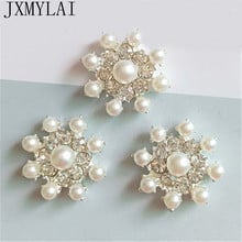 30 PCS 27mm Fashion Metal Alloy Crystal Rhinestone Imitation Pearl Flowers Connectors Charm DIY Hair Accessories 2024 - buy cheap