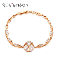 ROLILASON Classic design flower shaped crystal white Zircon golden bracelets for women party Health fashion jewelry TB499 2024 - buy cheap