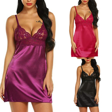 Sexy Silk Satin V-neck Sleepwear Set Lingerie Temptation Nightgown Underwear Nightgown  Lingerie Temptation Babydoll Women JJ20 2024 - buy cheap