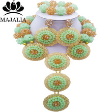 Majalia-Juego de joyas nigerianas de lujo para boda, conjunto africano ab de color verde menta y dorado, con cristal, de joyas de cristal, envío gratis, 2CB030 2024 - compra barato