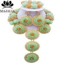 Majalia Luxury Nigerian Wedding Mint green and gold ab African Beads Jewelry Set Crystal Bride Jewelry Sets Free Shipping 2CB030 2024 - buy cheap