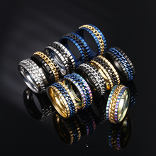 Кольцо мужское вращающееся из титановой стали, текстурная цепочка с зубчатыми звеньями в стиле панк, 8 мм, отполированное черное байкерское кольцо в стиле панк-рок, обручальное кольцо 2024 - купить недорого