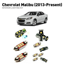 Светодиодные интерьерные лампы для Chevrolet malibu 2013 + 8 шт. светодиодные лампы для автомобилей комплект освещения автомобильные лампы Canbus без ошибок 2024 - купить недорого