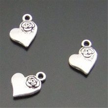 Julie Wang 10pcs Mini 11mm Charms Retro Silver Plated Heart Pendant Handmade Hanging Crafts 2024 - buy cheap