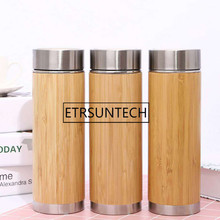 10pcs 360ml 450ml Bamboo Stainless Steel Water Bottle Vacuum Insulated Coffee Travel Vacuum Cup With Tea Infuser Strainer 2024 - buy cheap