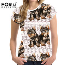 FORUDESIGNS Tops Tees T-shirt Women 3D Kawaii Yorkie Prints Top Shirt Sleeve Tshirt Female T Shirts Feminine T-shirts 2019 New 2024 - buy cheap