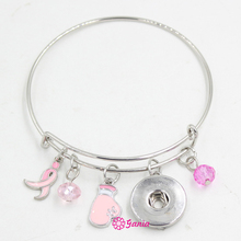 Pulsera a presión para mujer, brazalete con cinta Rosa, con botones de 18mm, 10 Uds. 2024 - compra barato