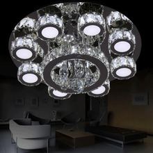 Modern minimalist led crystal ceiling lamp round creative led living room bedroom lamps modern line cutting led crystal lighting 2024 - buy cheap