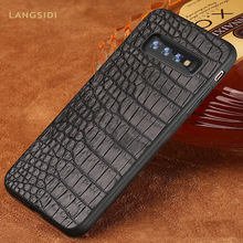 Genuine Telefone estojo de Couro de Crocodilo Para Samsung Galaxy S20 Ultra S20 FE s8 s9 s10 Plus Nota 20 10 9 A31 a50 A70 A51 A71 M31 M51 2024 - compre barato