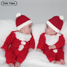 SR369 Autumn Winter Clothes Baby Christmas Newborn Boys Girls Clothing with Red Overalls + Hat 2Pcs Infant Bebe Outsuit 2024 - buy cheap