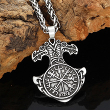 Vikingo nórdico, martillo de thor, Mjolni, helm of awe, símbolo de Odín, amuleto de nudo escandinavo, collar con bolsa de regalo valknut 2024 - compra barato