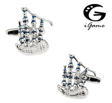 iGame Men Gift Scottish Bagpipes Cuff Links Novelty Musical Instruments Design Blue Color Copper Material Free Shipping 2023 - buy cheap