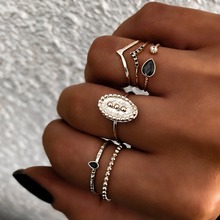 Miss JQ 6 шт./компл., винтажные золотые геометрические кольца в форме буквы V, набор для женщин и девушек, металлические кольца на палец средней длины, ювелирные изделия 2024 - купить недорого