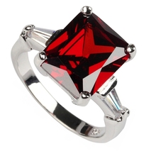 SHUNXUNZE charm Wedding rings Jewelry & Accessories for women Explosion models Red Cubic Zirconia Rhodium Plated R130 size 6 7 8 2024 - buy cheap