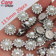 High Quality Sewing Stainless Steel Support Sun Flower Rhinestone Crystals Imitation Pearl DIY Wedding Dress Button Trim 8Y70 2024 - buy cheap