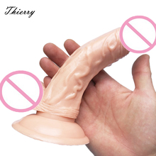 Thierry 17x4.1cm realista dildo anal com ventosa brinquedos sexuais para mulheres, pênis flexível plug anal, produtos sexuais para adultos 2024 - compre barato