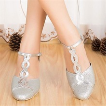 Salsa Dance Shoes For Women 4.5cm-8.5cm Heel Height Silver And Splinter Pu Ballroom Dancing Latin Dance Shoes Ladies JYG827 2024 - buy cheap
