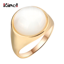 Роскошное круглое кольцо Kinel с опалом для женщин, модное ювелирное изделие золотого цвета в стиле панк, простое большое свадебное кольцо, рождественский подарок 2024 - купить недорого