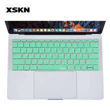 XSKN Hebrew Mint Green Keyboard Protective Sticker Silicon Skin for New Macbook Pro 13 A1708 (No Touch Bar) & Macbook 12 A1534 2024 - buy cheap