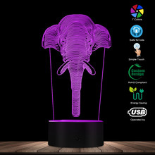 Lámpara de noche 3D de elefante contemporáneo, luz LED de escritorio de dormitorio, lámpara acrílica de recuerdo de Safari, USB, luz de ilusión óptica 3D 2024 - compra barato