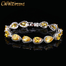 CWWZircons Brand High Quality Pear Cut Yellow Stone Cubic Zirconia Bracelets For Women Fashion Bridal Wedding Jewelry CB127 2024 - buy cheap