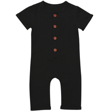 Macacão de algodão para bebês recém-nascidos, macacão de botão de manga curta para meninos e meninas, roupas de macacão preto e cinza para bebês de 0 a 24 meses 2024 - compre barato