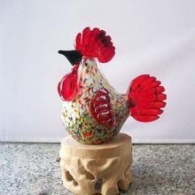 Estatuilla de gallo hecha a mano Multicolor para decoración del hogar, figura en miniatura de vidrio, Animal, regalo ornamental, artesanía para jardín y casa 2024 - compra barato