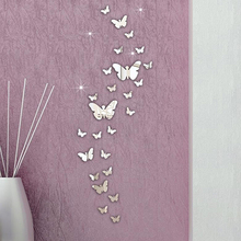 30 шт украшения дома DIY Искусство современные 3D акриловые зеркальные бабочки настенные наклейки 2024 - купить недорого