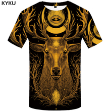 Kyku camiseta masculina de galáxia amarela, hip hop, camiseta punk rock árvore 3d impresso animal roupas masculinas 2024 - compre barato