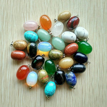 wholesale 50pcs/lot  Fashion assorted natural stone mix egg shape charms pendants for necklaces jewelry making  free shipping 2024 - buy cheap