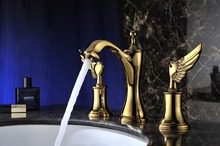 Бесплатная доставка золотого цвета 8 "широко распространенная ванная комната туалет раковина кран смеситель крыло ручки 2024 - купить недорого