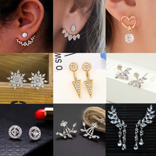 Best Selling Fashion Crystal Stud Earrings Golden Silver Color Earrings For Women 2018 Popular Jewelry Dropshipping A20 2024 - buy cheap