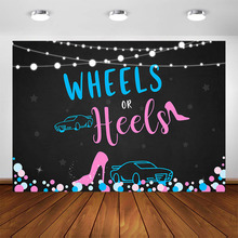 Fondo con diseño de ruedas o tacones para fotografía, diseño de puntos telón con, color azul y rosa, ideal para fiesta 2024 - compra barato