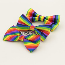 100pcs Fashion Colorful Rainbow Striped Bowties For Groom Bridesmaid Men Women Wedding Party Decoration 2024 - buy cheap