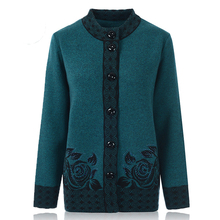 Suéter feminino de malha para idosos, casacos grandes de 5xl 6xl outono, cardigã solto com botão para avó, blusa casual 2024 - compre barato