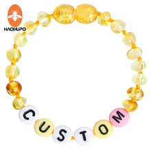 HAOHUPO Creative Customized Name Bracelet/Necklace Baltic Amber Beads Original Best Gift for Baby/Adults Handmade in Lithuania 2024 - buy cheap