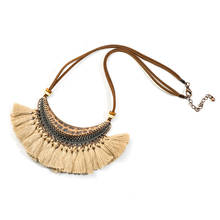 High quality Bohemia Moon Tassel Women's necklaces Choker Ethnic Long Tassel Leather chain Sweater chain necklaces for women 2024 - buy cheap