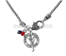 New Arrival 100pcs a lot antique silver plated zinc CHEER and Cheerleading girl Pendant with Heart Lobster Claw necklaces 2024 - buy cheap