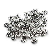 Wholesale 200pcs Tibetan Silver Color Flower Spacer Beads Round Metal Daisy Wheel Spacers 4mm 5mm for Jewelry Making Materials 2024 - buy cheap