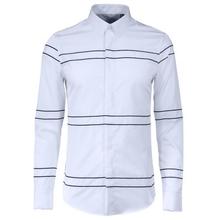 Nueva raya bordada hombres camisa 100% algodón Color sólido manga larga hombres vestido camisa moda Slim Fit Hombre camisa Plus tamaño 4XL 2024 - compra barato