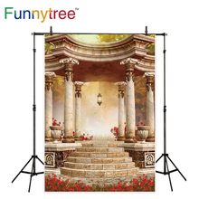Funnytree backdrop for photographic studio luxurious vintage architecture flowers steps professional background photobooth prop 2024 - buy cheap