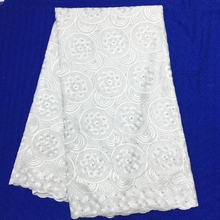 Swiss Voile With Stones Nigerian Cotton African Guipure Polish Lace Fabric Milk Silk Swiss Voile Lace Fabric White For Dress 2024 - buy cheap