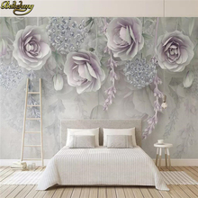 Beibehang Personalizado Em Relevo flor roxa 3D Foto Papel De Parede para Sala de estar Sofá Quarto Fundo TV Mural Papel De Parede Decoração Da Sua Casa 2024 - compre barato